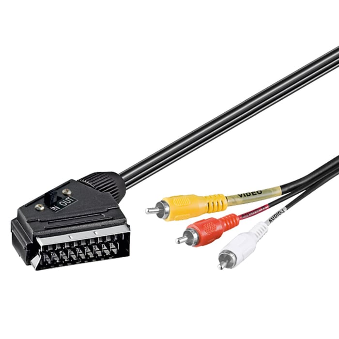 Scart till RCA-adapterkabel 2 m | Kablar & kontakter - Kablar till TV - Scart | GameStuff