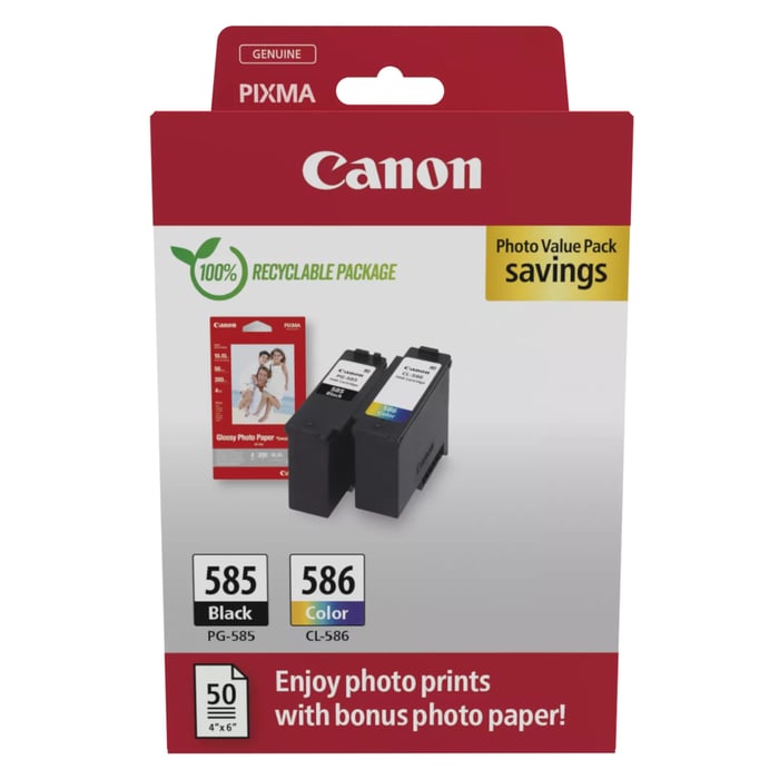Canon PG-585/CL-586 – pakke med blekkpatroner og fotopapir