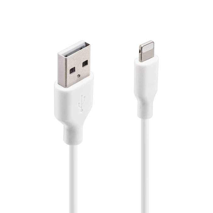 Linocell USB-A till Lightning-kabel Vit 0,5 m | Kablar & kontakter - Lightning kablar för iPhone och iPad | GameStuff