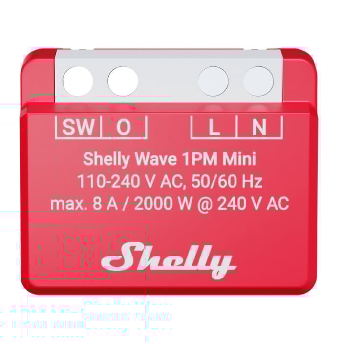 Shelly Wave 1PM Mini LR Z-Wave-brytare | Smarta hem - Fjärrströmbrytare - Fjärrströmbrytare för inbyggnad | GameStuff