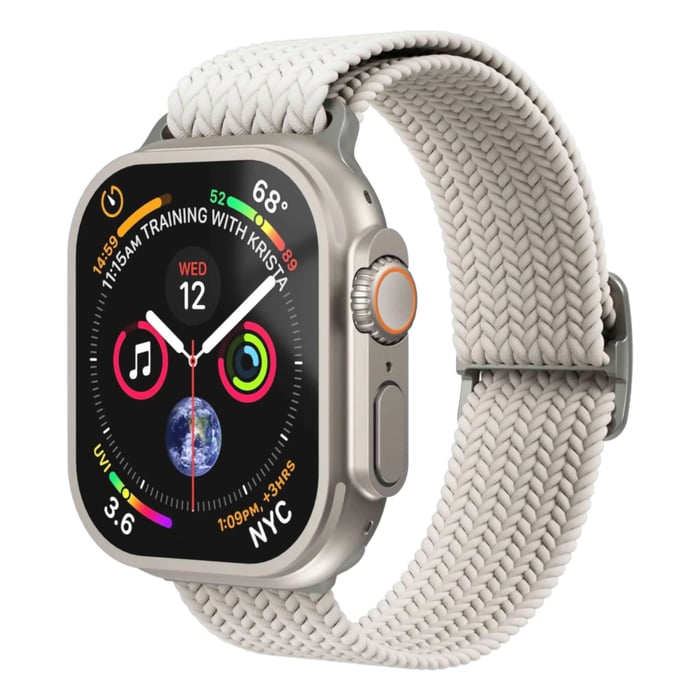 Vonmählen Woven Loop flätat armband till Apple Watch 44/45/46/49 mm Cream