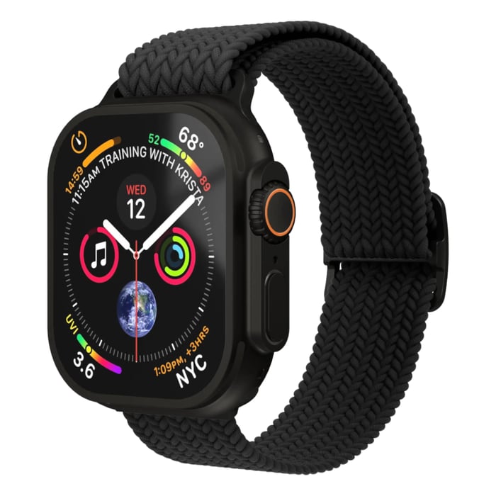 Vonmählen Woven Loop flätat armband till Apple Watch 44/45/46/49 mm All Black