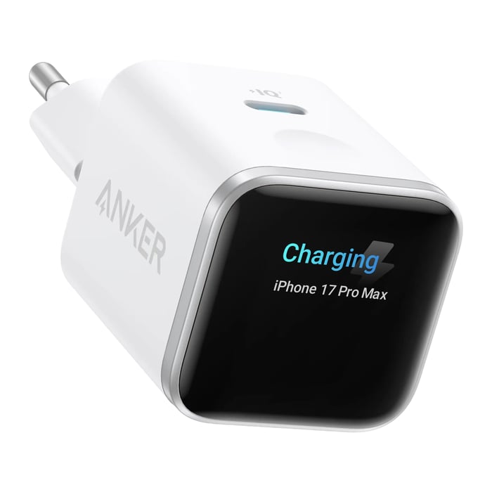 Anker Nano Charger 45 W USB-C-laddare med smart display Vit | Mobilt - Mobilladdare - USB-C laddare | GameStuff