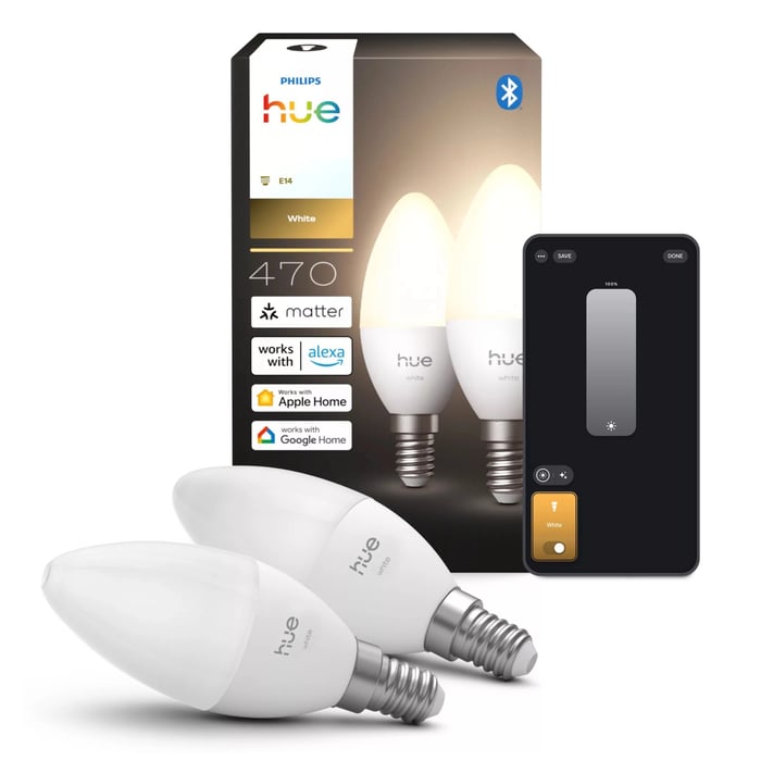 Philips Hue White smart LED-kronljus E14 2-pack