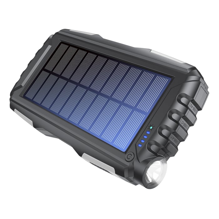 Denver Powerbank med solpanel och ficklampa