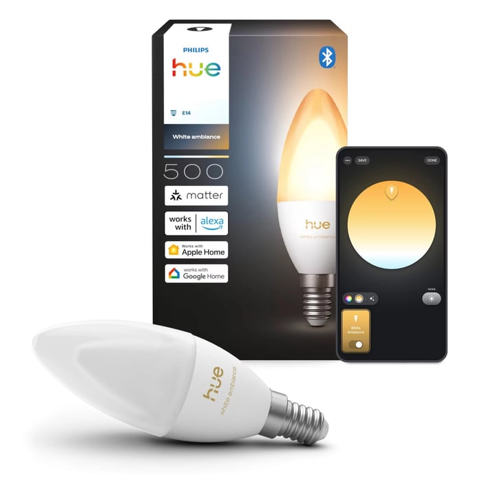 Philips Hue White Ambiance kronljuslampa E14