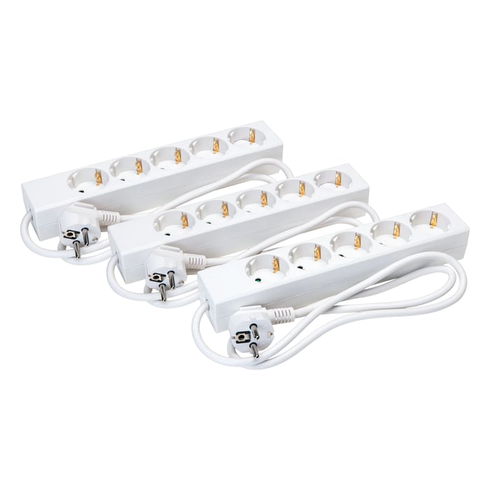 Luxorparts Grenuttak 5-veis 1 m hvit 3-pk.