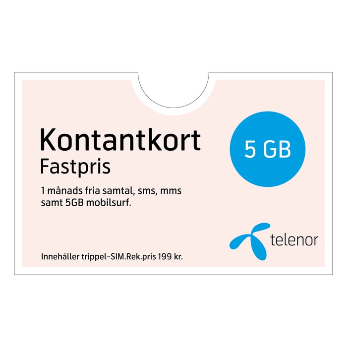 Telenor Fastpris Kontantkort 1 månad 5 GB