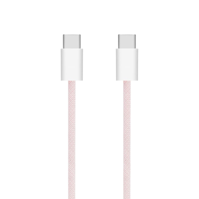 Linocell Flettet USB-C- til USB-C-kabel 60W Rosa 2 m