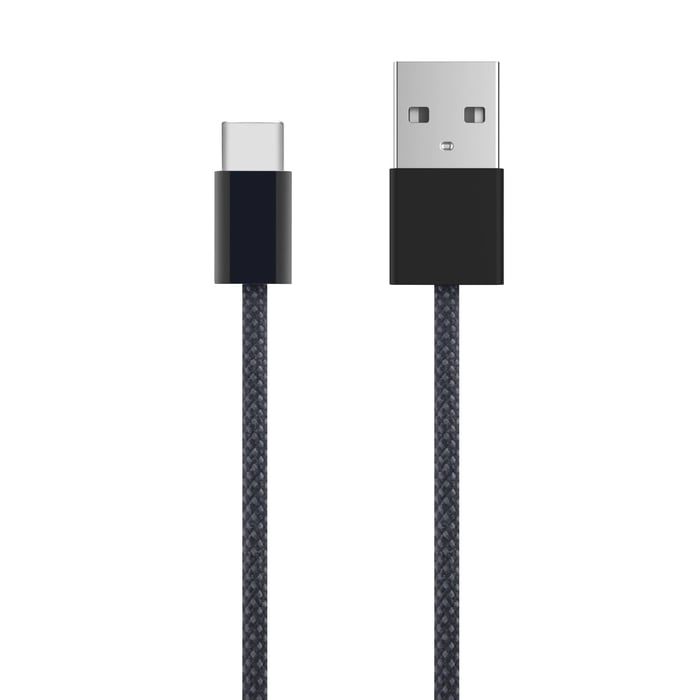 Linocell Flettet USB-A- til USB-C-kabel Svart 0,5 m