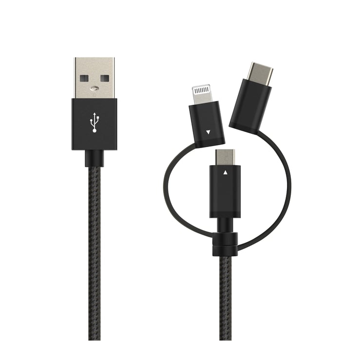 Linocell Premium USB-A til Micro-USB, Lightning og USB-C adapter