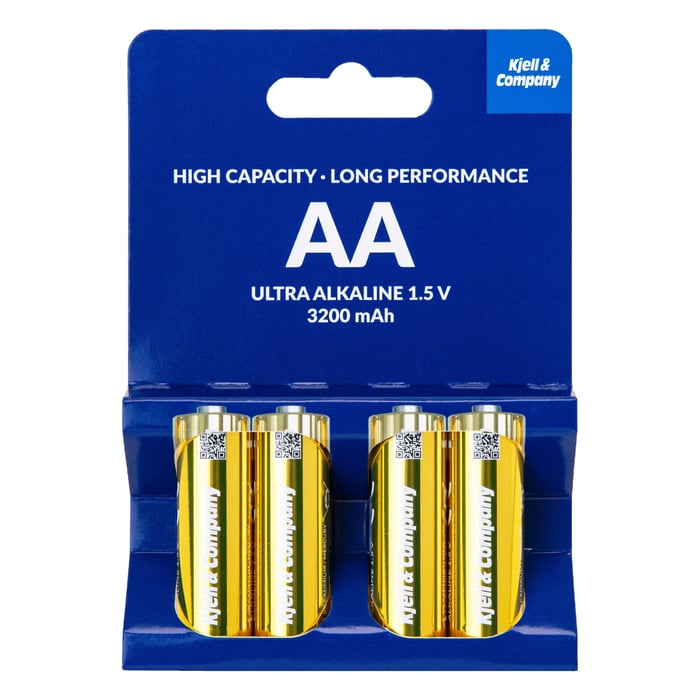 Kjell & Company AA-batterier Ultra Alkaline LR6 3200 mAh 4-pack