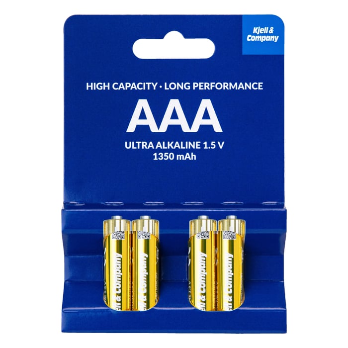 Kjell & Company AAA-batterier Ultra Alkaline LR03 1350 mAh 4-pack