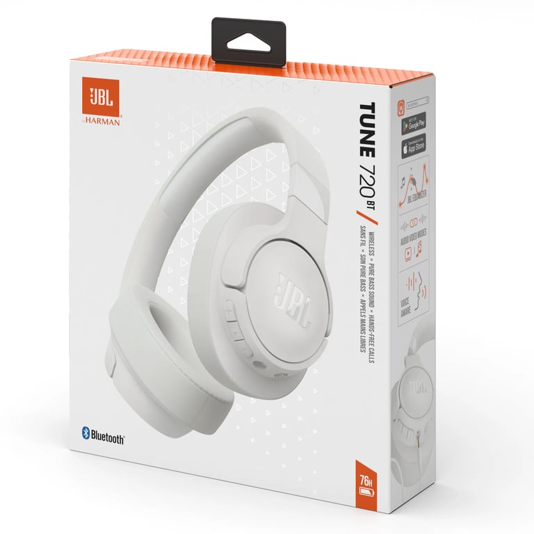【新品】JBL TUNE 720 BT ホワイト JBL Tune 720BT Trådløse hodetelefoner Hvit | Kjell & Company