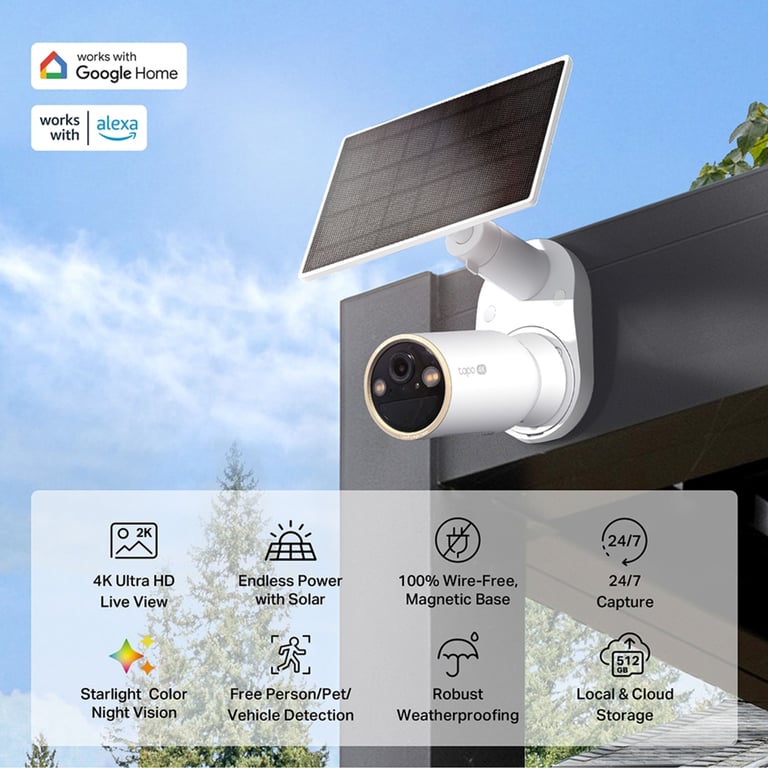 TP-Link Tapo C460 Solcelledrevet overvåkingskamera | Kjell & Company