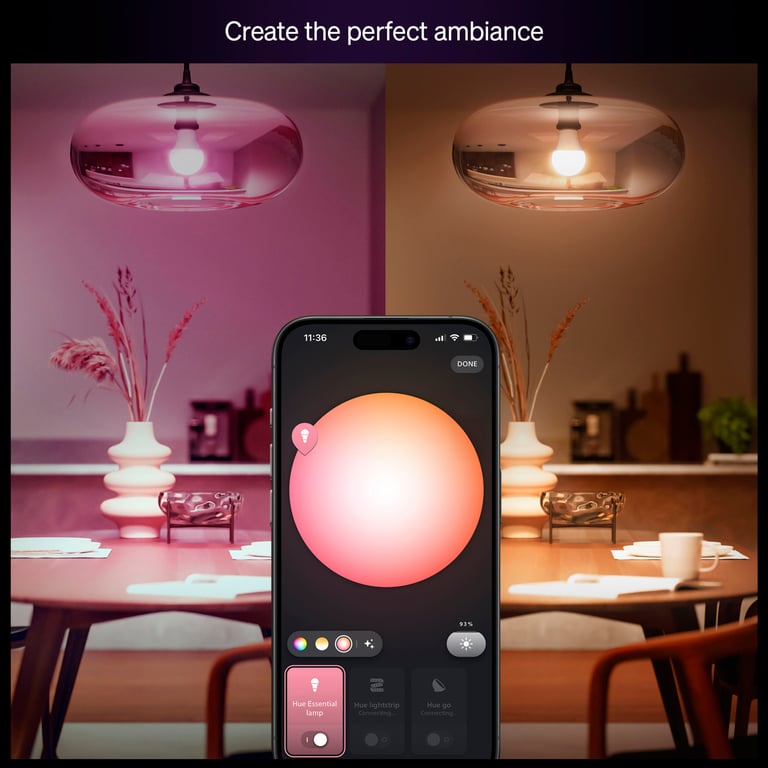 Philips Hue Essential Smart LED-lampa E27 806 lm 3-pack | Kjell