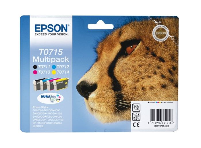 Epson T0715 Bläckpatron 4-pack. Originalbläck för Epson-skrivare