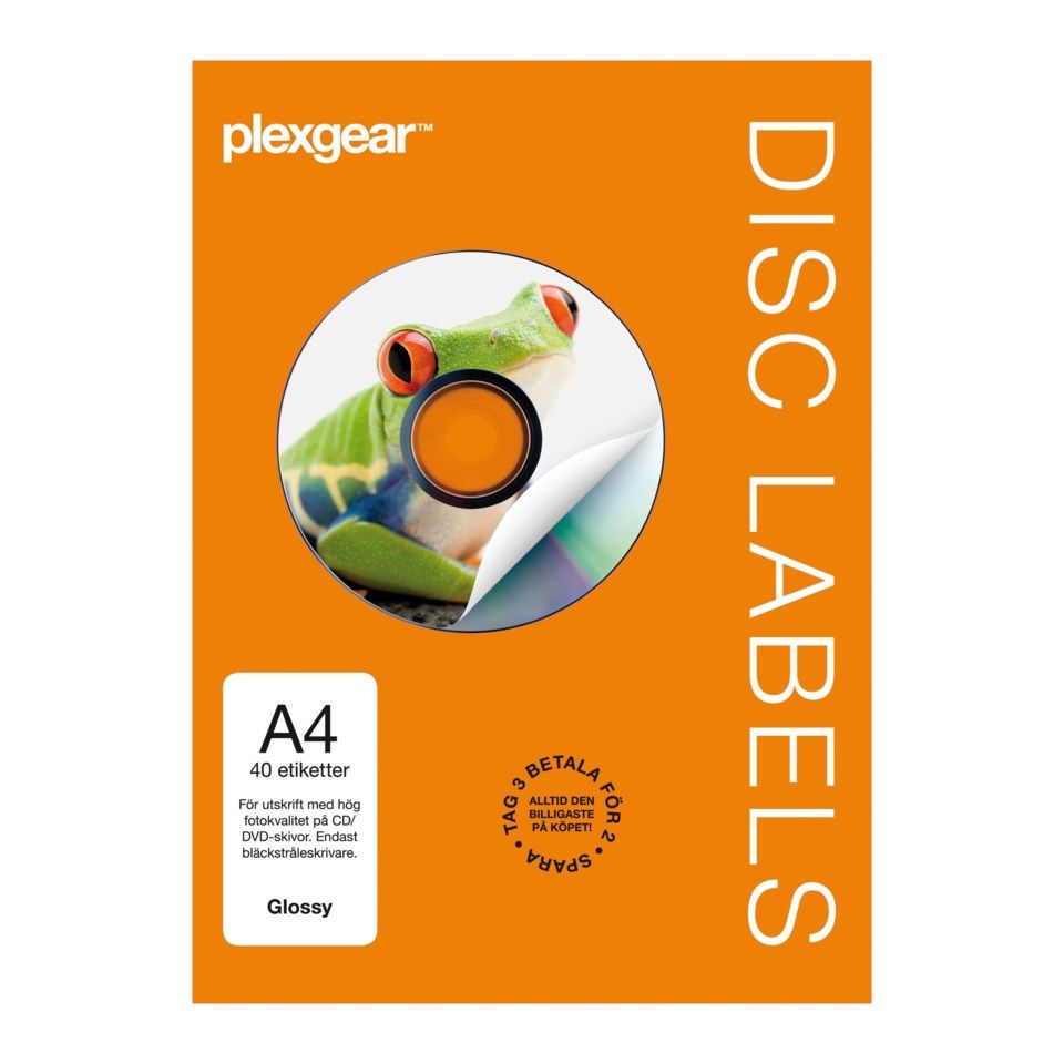 Plexgear CD/DVD-etiketter 20-pk.