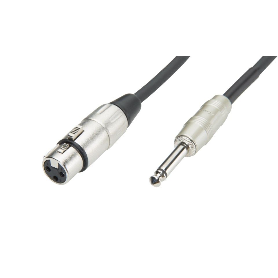 Mik-kabel  XLR til 6,3 mm 2 m, Svart
