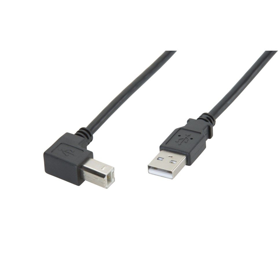 USB-B-kabel med vinklet kontakt 1,0 m