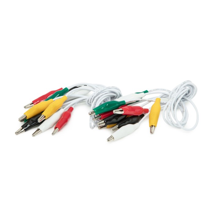 Mätsladdar 60 V 10-pack 25 mm. Krokodilklämmor med 50 cm kabel