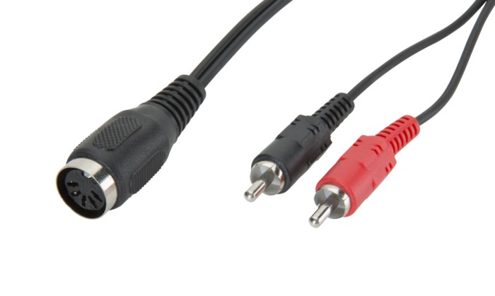 DIN-adapter 5-pol hona till 2x RCA hanar