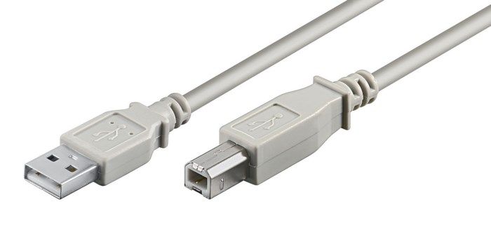 USB-B-kabel Grå 1 m. USB 2.0-kabel