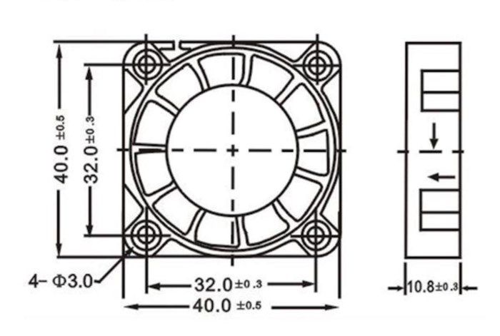 Axialfläkt 12 V 40x40x10 mm