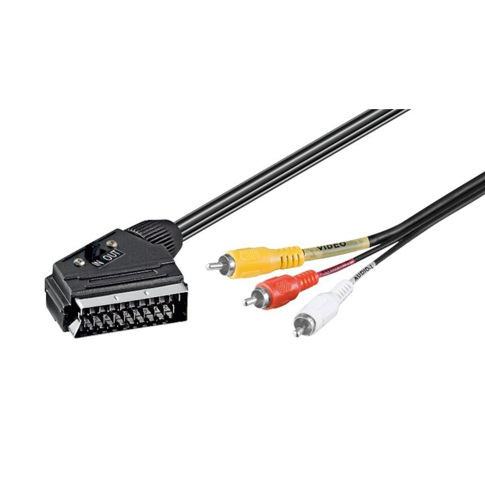 Kabel SCART-3xRCA med bryter 1,5 m