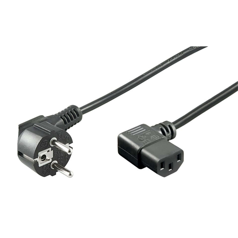 Apparatkabel C13 med vinklad kontakt Svart 0,2 m
