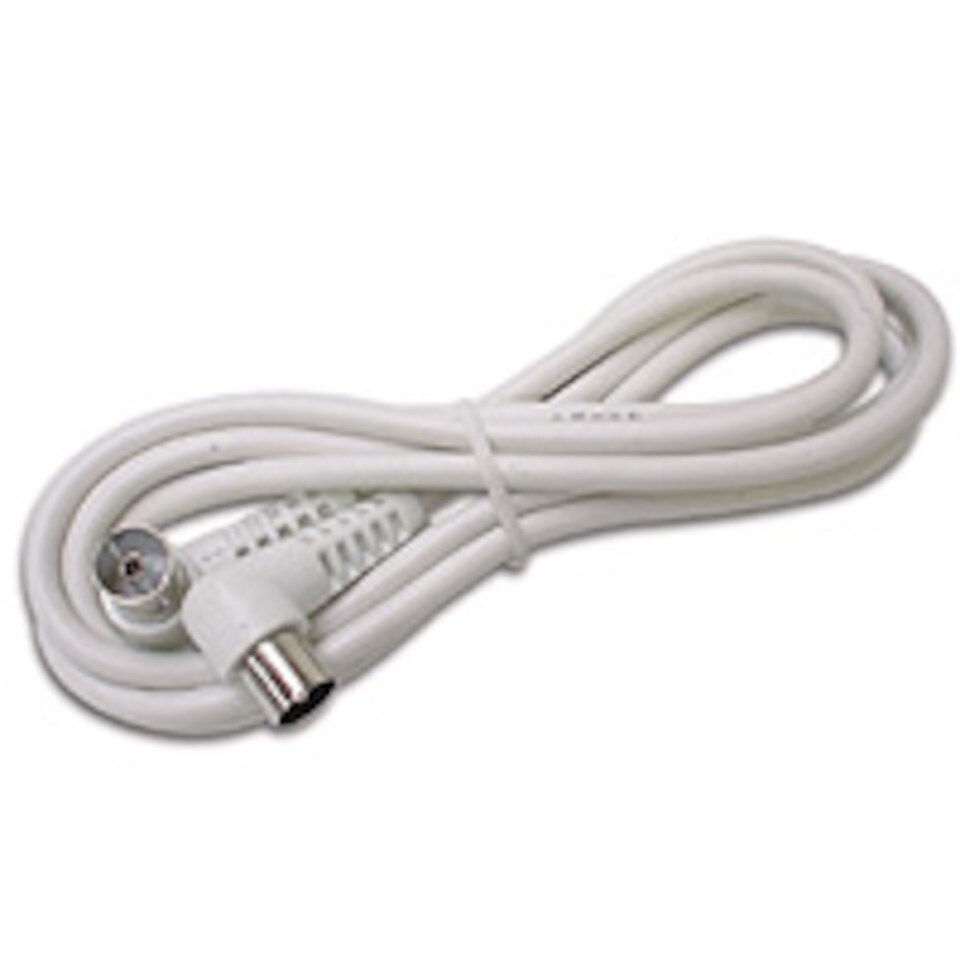 Vinklet antennekabel, hvit 7,5 m