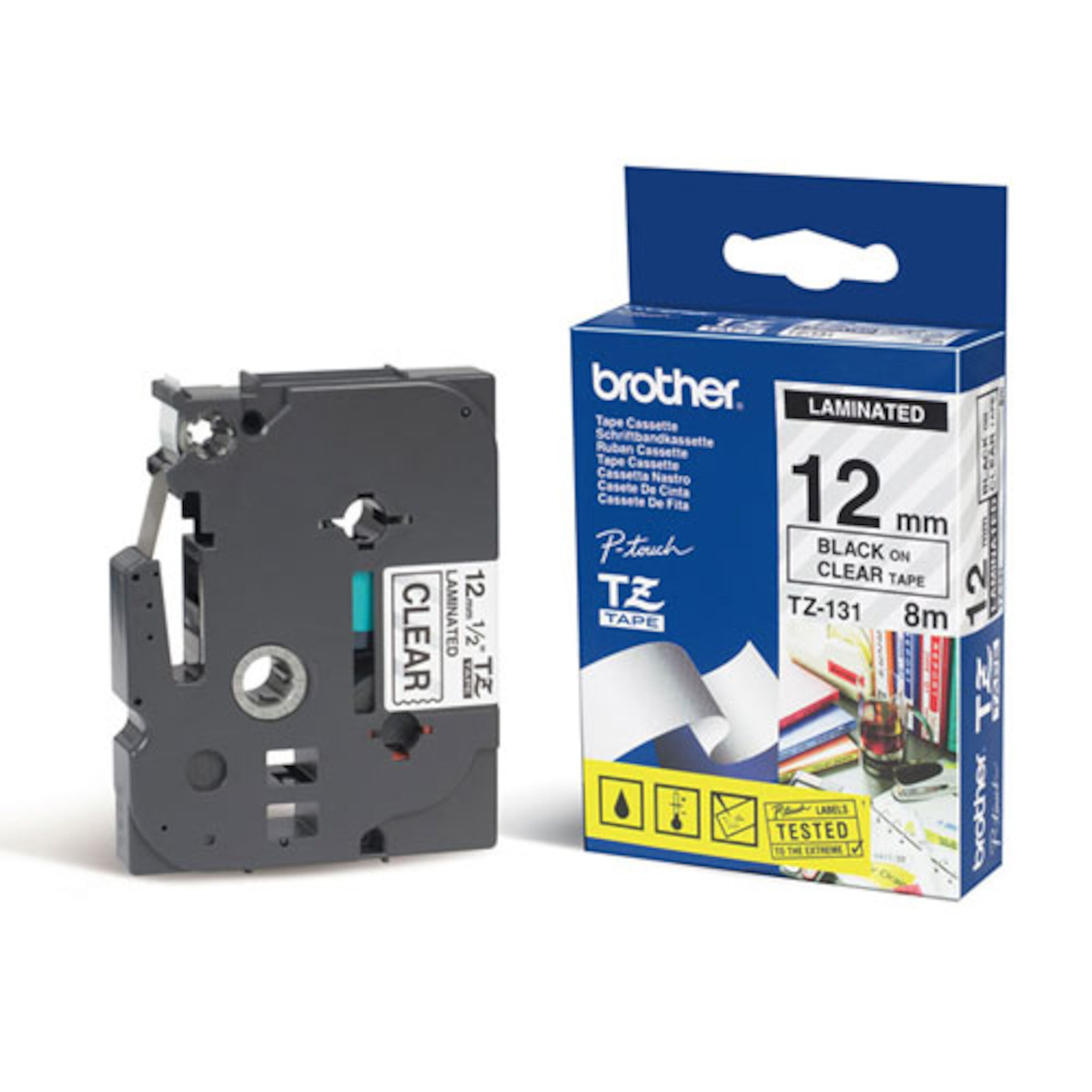 Brother TZe-tape 12 mm Svart/klar.