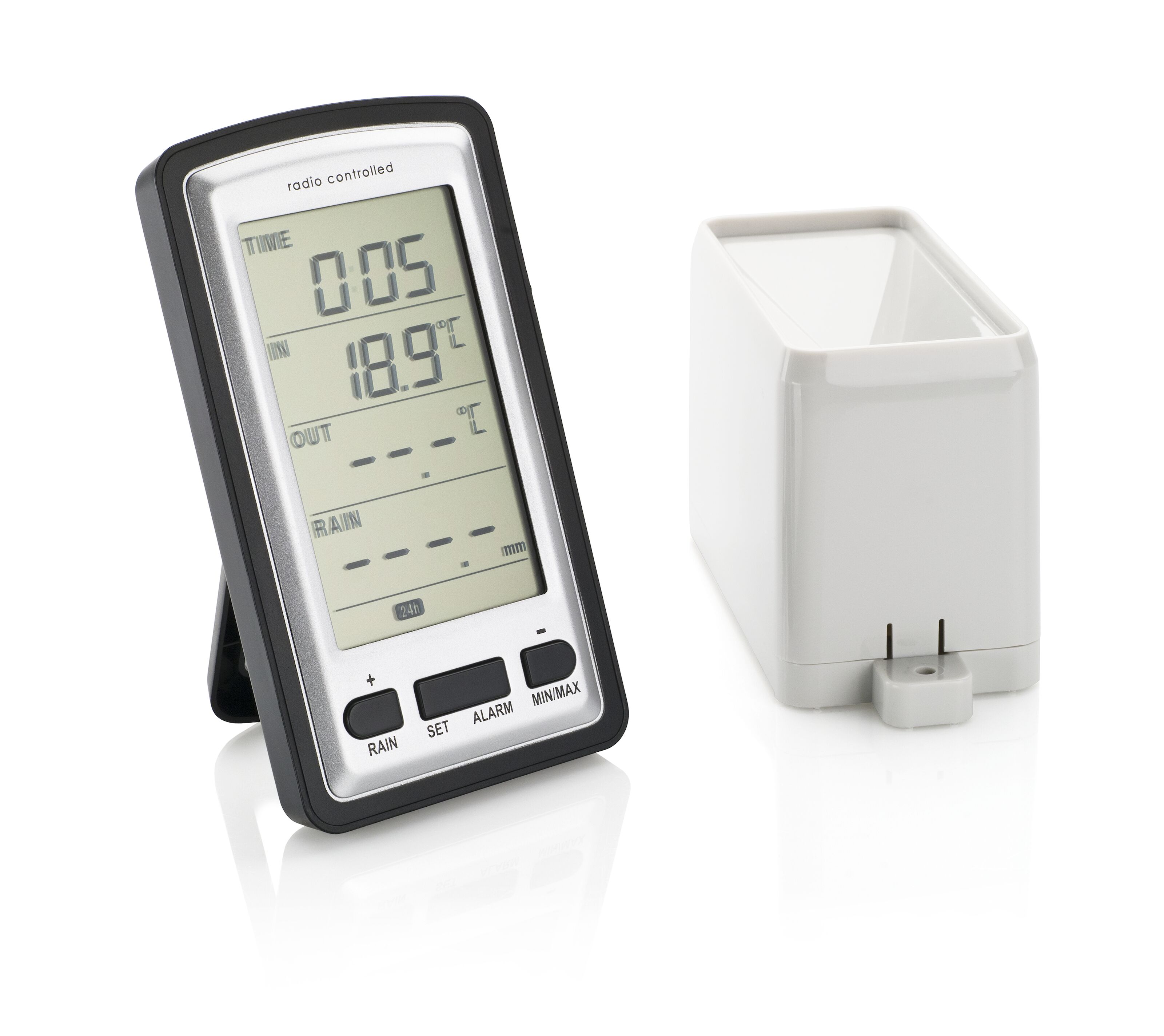 Väderstation med regnmätare