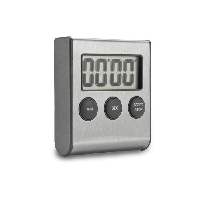 Praktisk timer med bordsställ och magnetfäste