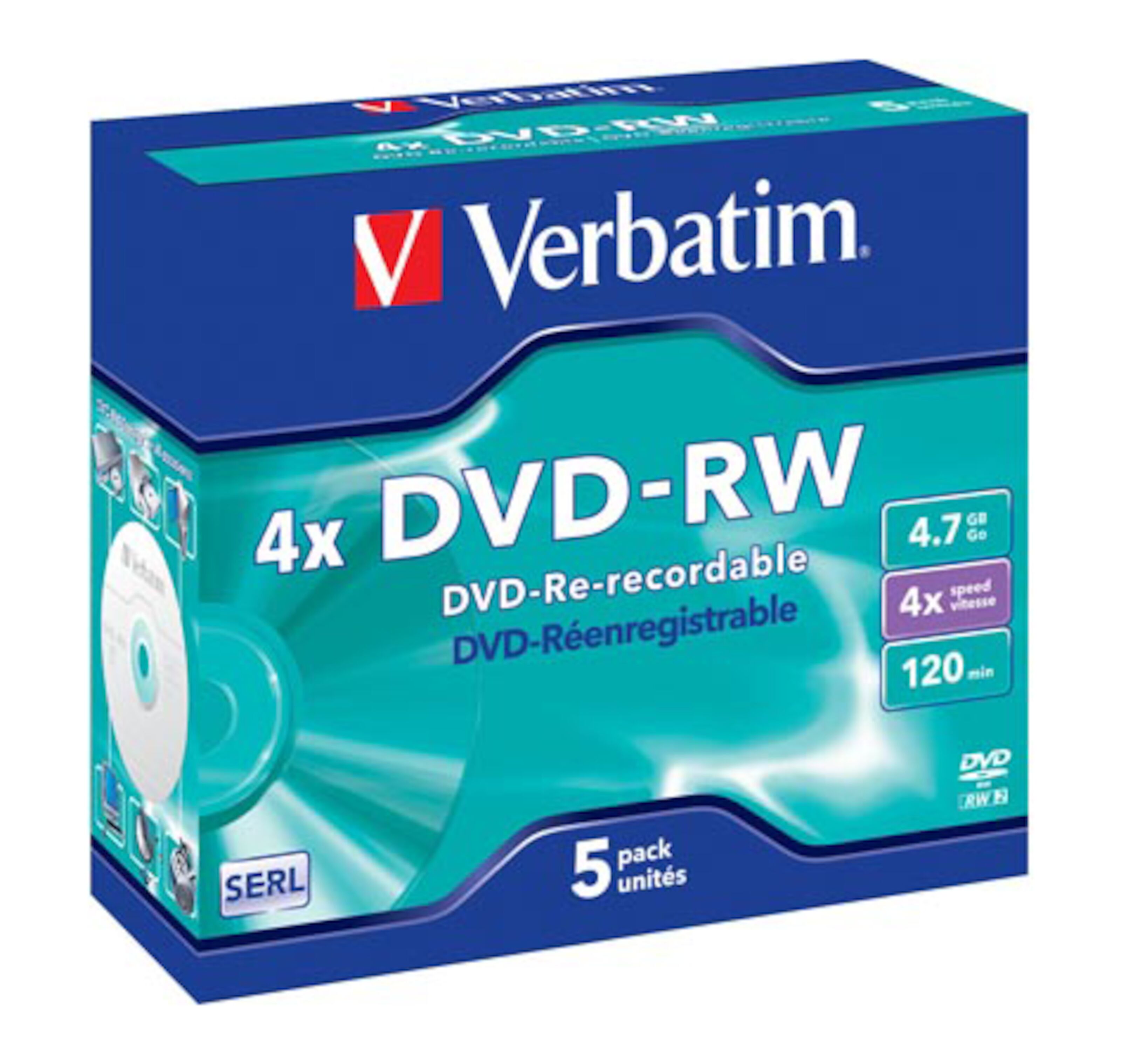 Verbatim Dvd Rw I Fodral 5 Pack Dvd Skivor Kjell Com