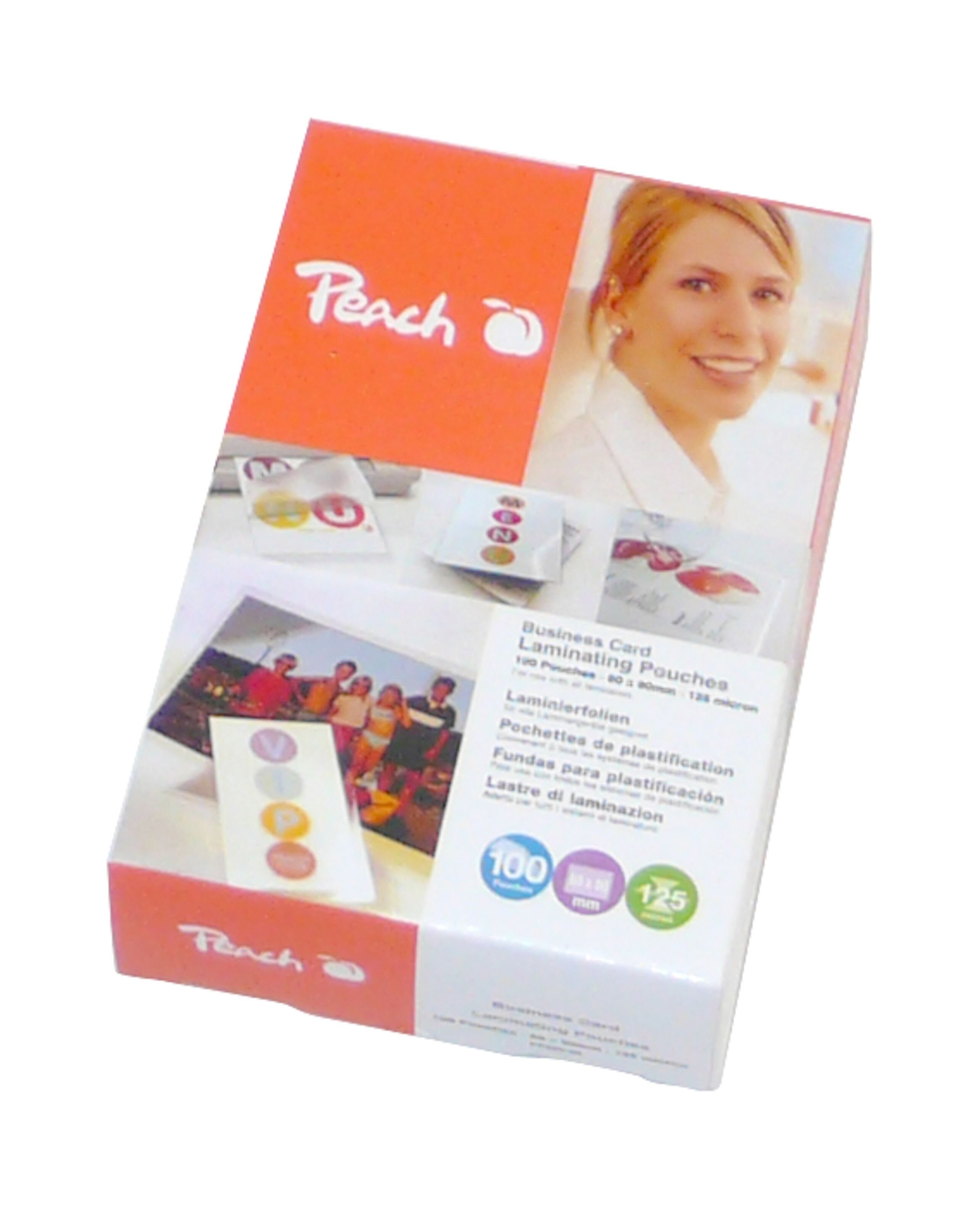 Peach Lamineringsfickor för visitkort 100-pack