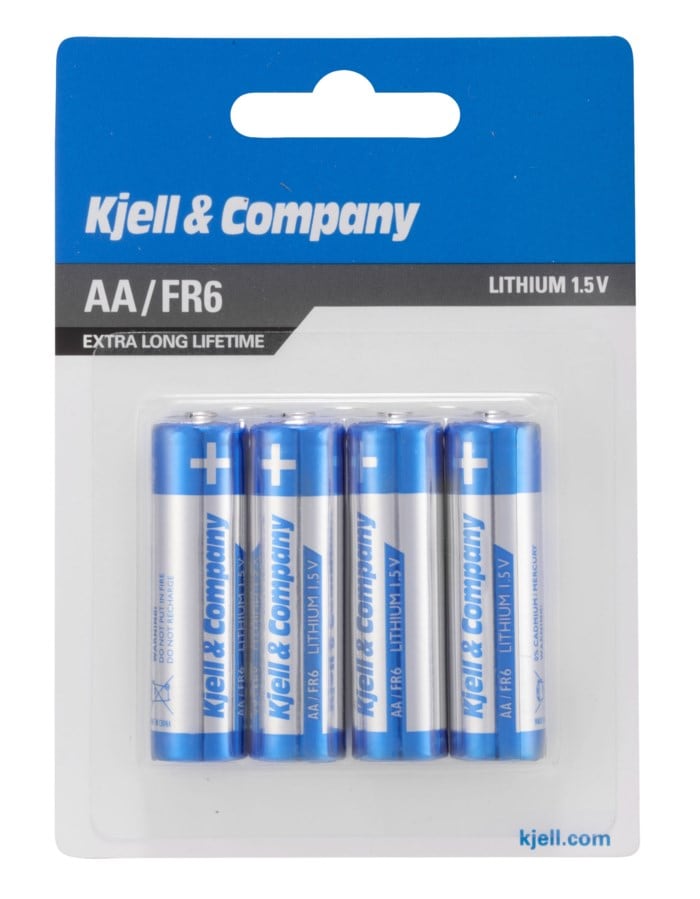 Kjell & Company AA-litiumbatterier 4-pack. AA-litiumbatterier