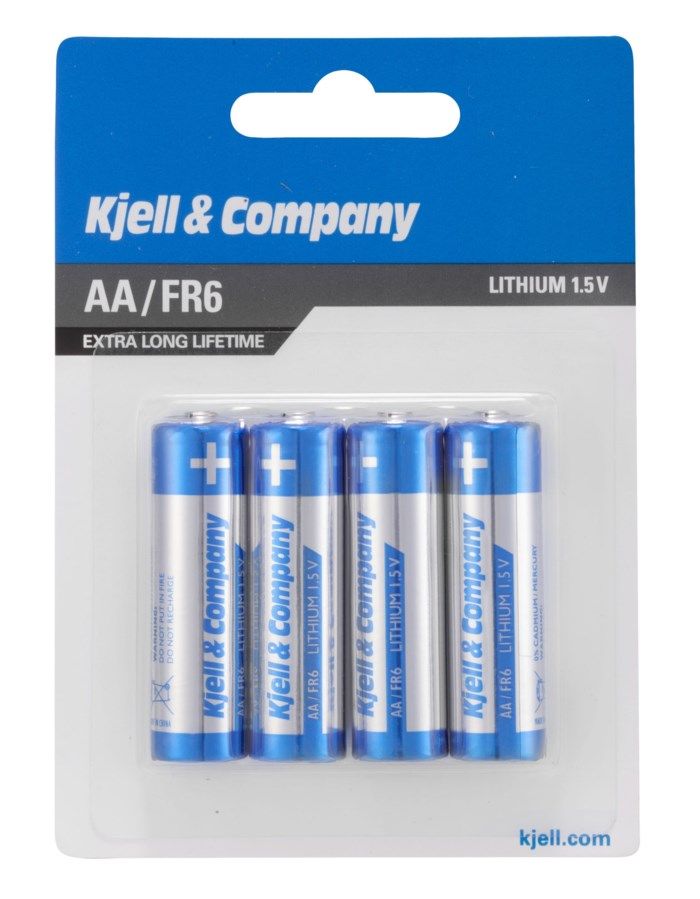 Kjell & Company AA-litiumbatterier 4-pack