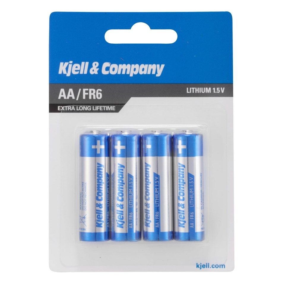 Kjell & Company AA-litiumbatterier, 4-pk.