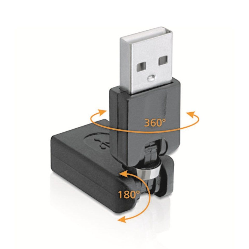 Roterbar vinkeladapter til USB-hunnkontakt - Kjell.com