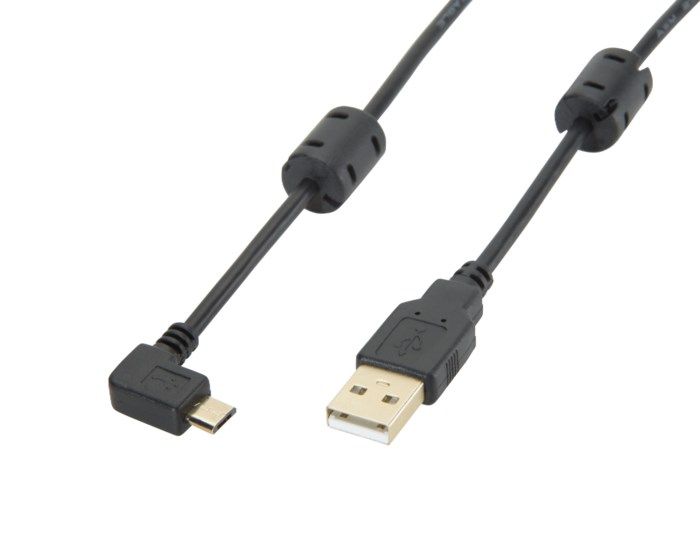 Micro-USB-kabel med vinklad kontakt 270º