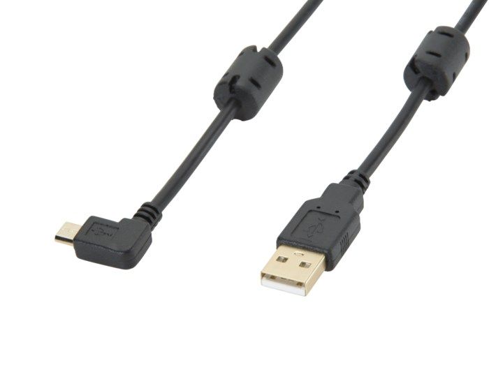 Micro-USB-kabel med vinklad kontakt 90º. USB 2.0-kabel