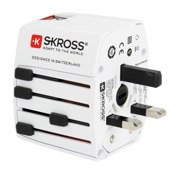 Skross Ojordad reseadapter Universal med USB