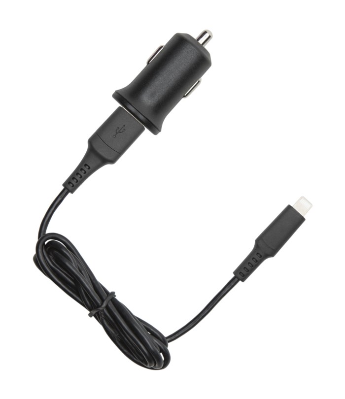 Linocell iPad- och iPhone-billaddare Lightning-kabel Svart