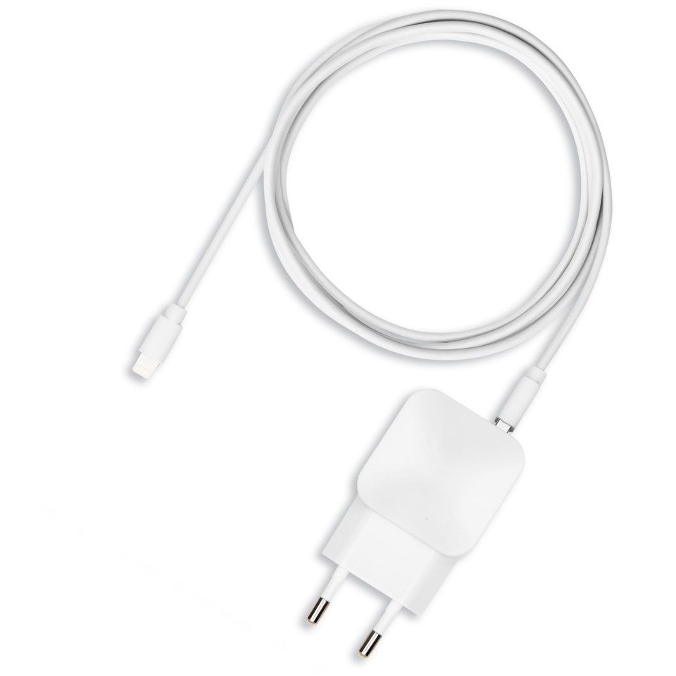 Linocell iPad- og iPhone-lader med Lightning-kabel Hvit