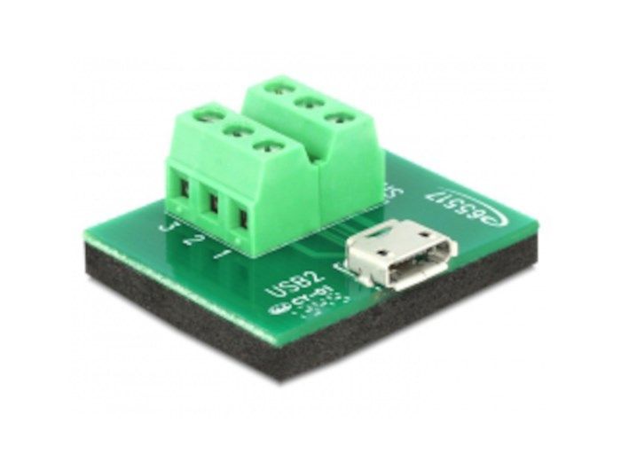Terminalblock Micro-USB-hona. Micro-USB-kontakt med skruvplintar