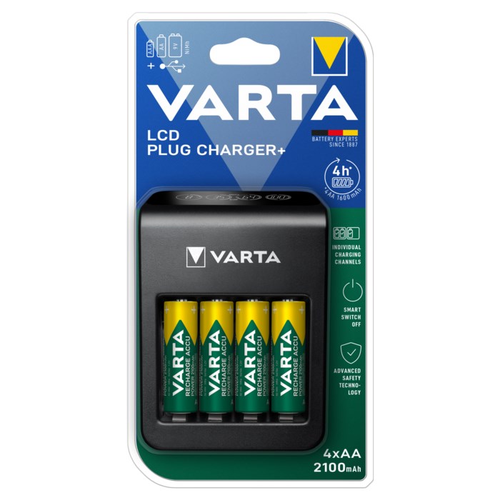 Varta LCD Plug Charger+ Batteriladdare