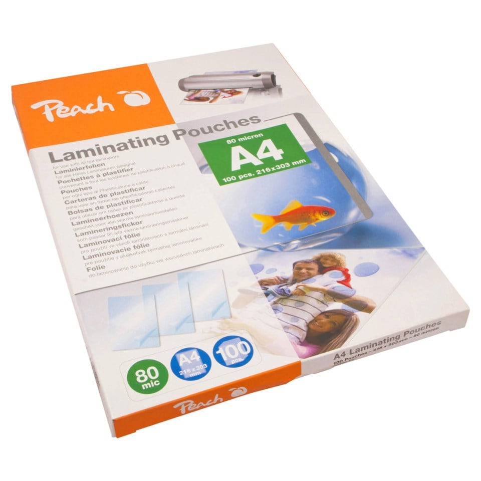 Peach Tynne lamineringslommer A4 100-pakk