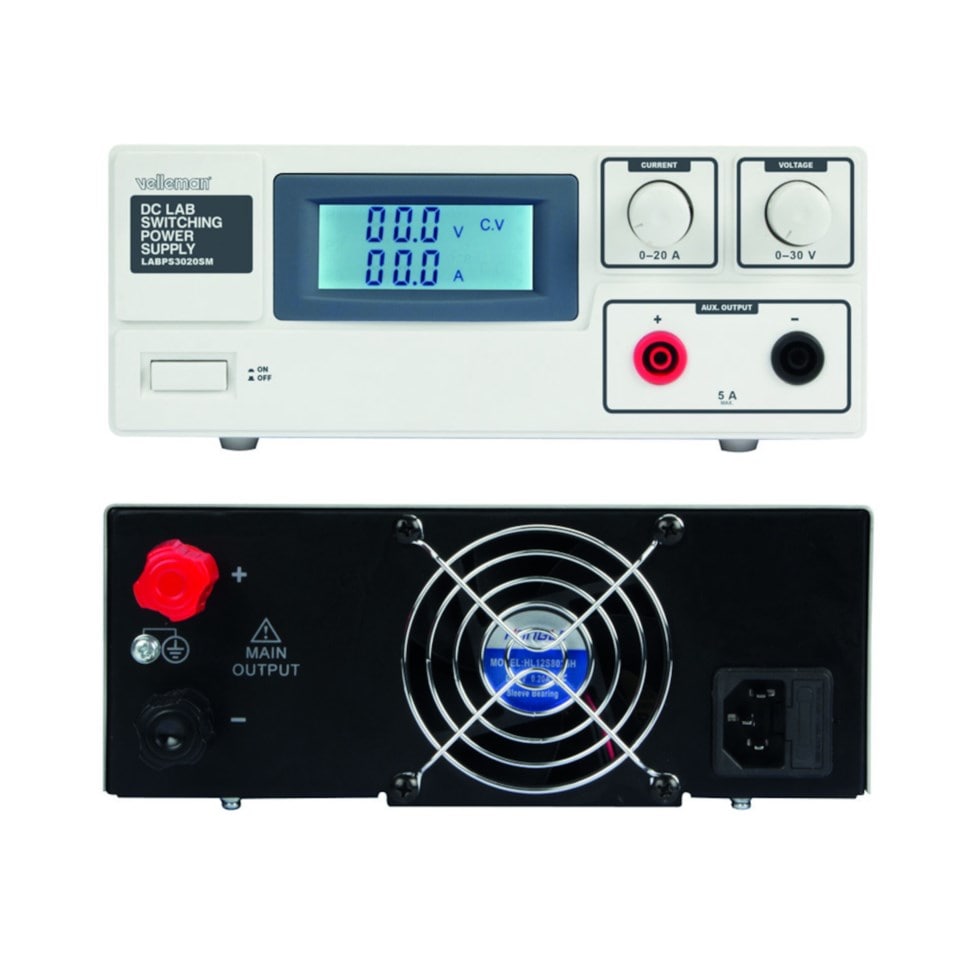 Labstrømforsyning 0-30 V/0-20 A