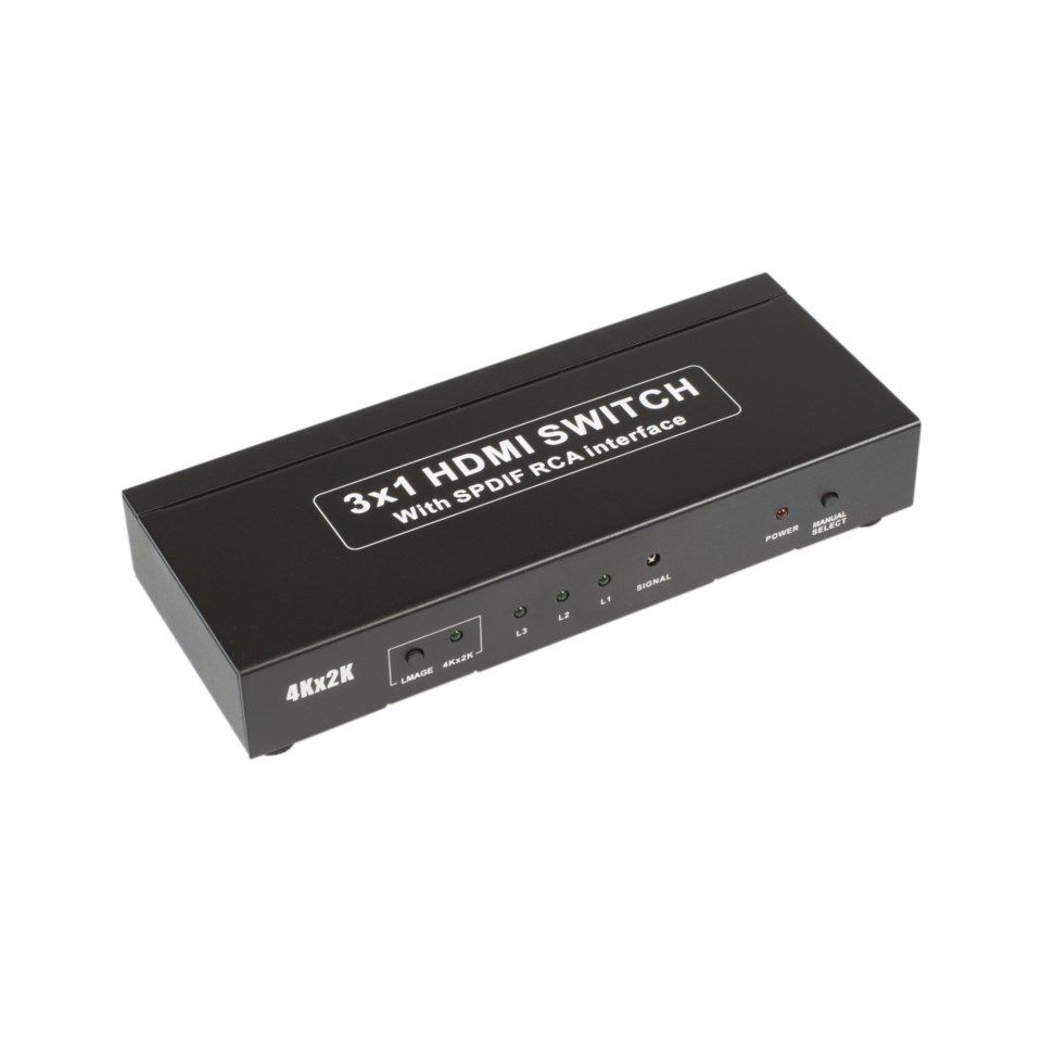 4K HDMI-switch med lydutgang, 3-veis